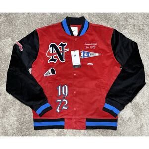 Nike Corduroy Varsity Jacket 1972 Letterman Red Black Size LARGE FQ6159-657 NEW